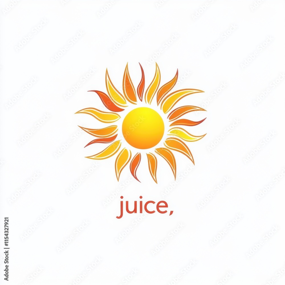 Fototapeta premium A vibrant sun logo symbolizing freshness, surrounded by stylized rays in shades of orange and yellow.