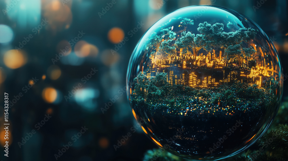 3D Transparent Globe with Glowing Miniature Landscapes Showcasing Earth's Diverse Biomes 3D Transparent Globe with Glowing Miniature Landscapes Showcasing Earth's Diverse Biomes