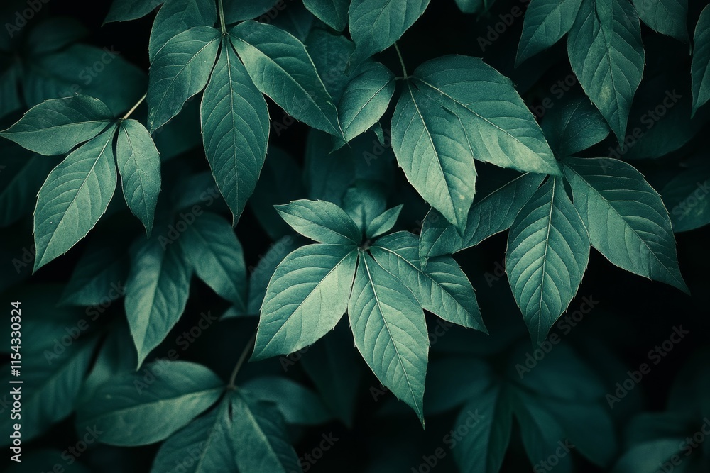 Virginia creeper dark green leaves background, Parthenocissus quinquefolia foliage texture, Generative AI Virginia creeper dark green leaves background, Parthenocissus quinquefolia foliage texture, Generative AI