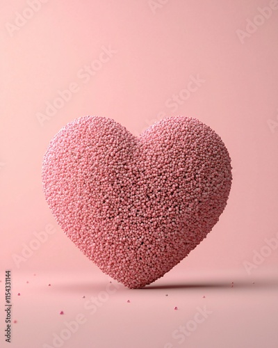 Valentine's Day Pink Heart Shape 3D Render Valentine s Love Romance Abstract Background Texture Romantic Sweet Cute