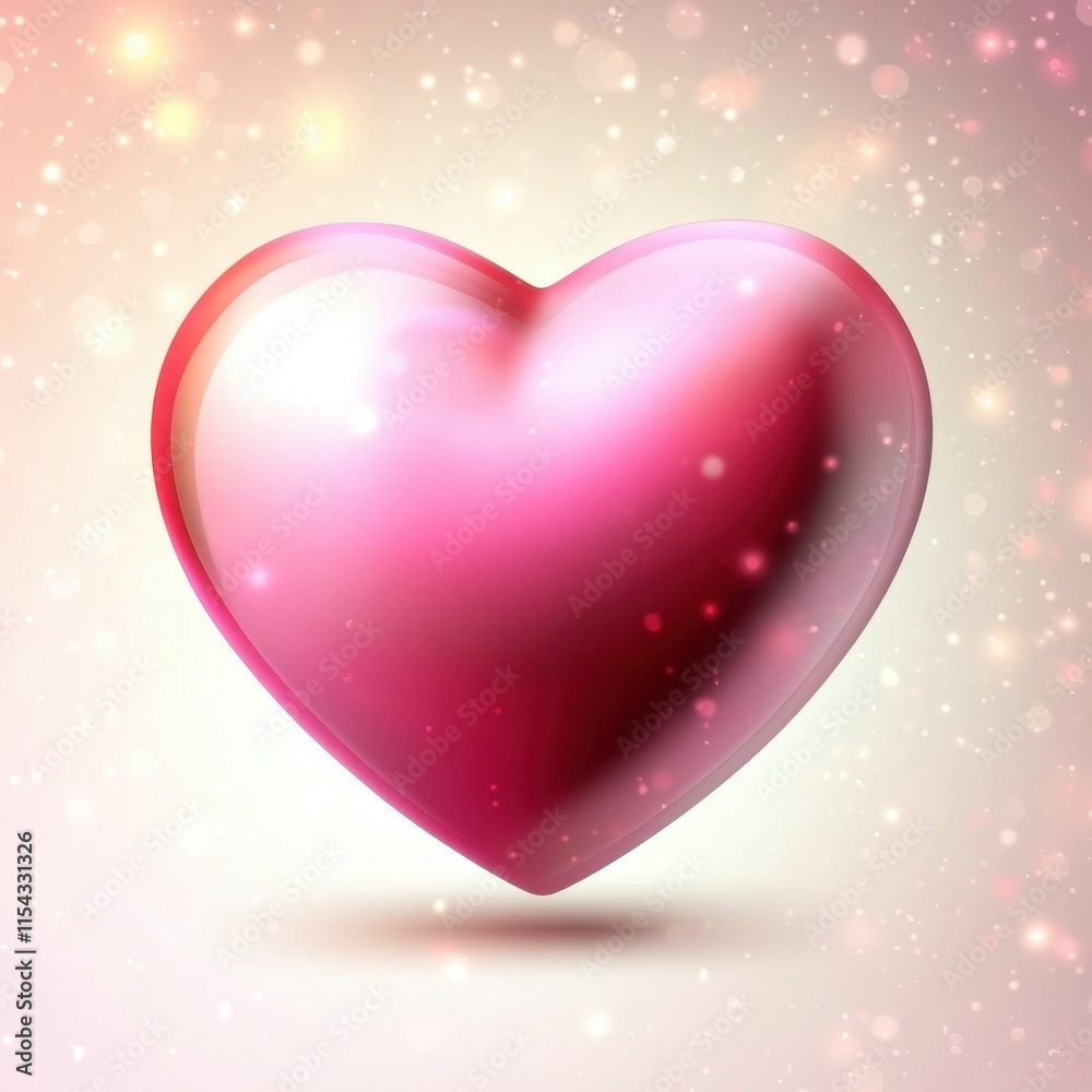 A glossy pink heart symbol set against a softly glowing background, evoking feelings of love and warmth. A glossy pink heart symbol set against a softly glowing background, evoking feelings of love and warmth.