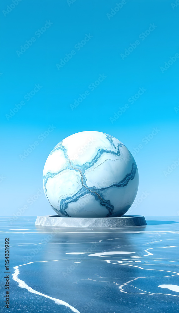 Naklejka premium The Blue Marble, simple style, with white tones