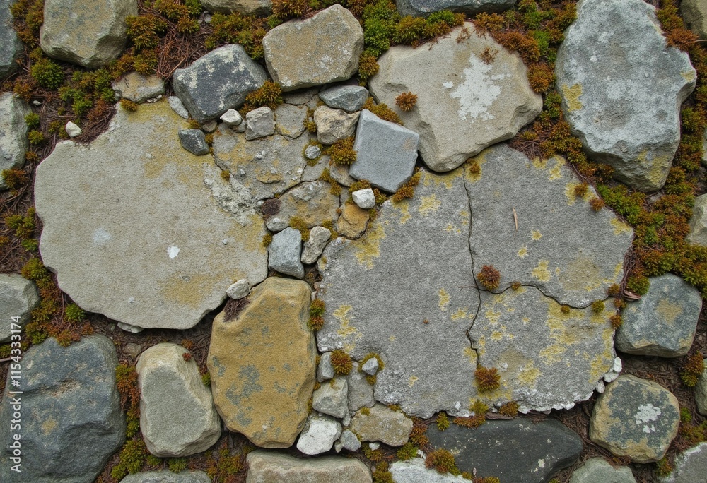 The Intricate Tapestry of Time Weathered Stone Covered in Moss and Lichen The Intricate Tapestry of Time Weathered Stone Covered in Moss and Lichen