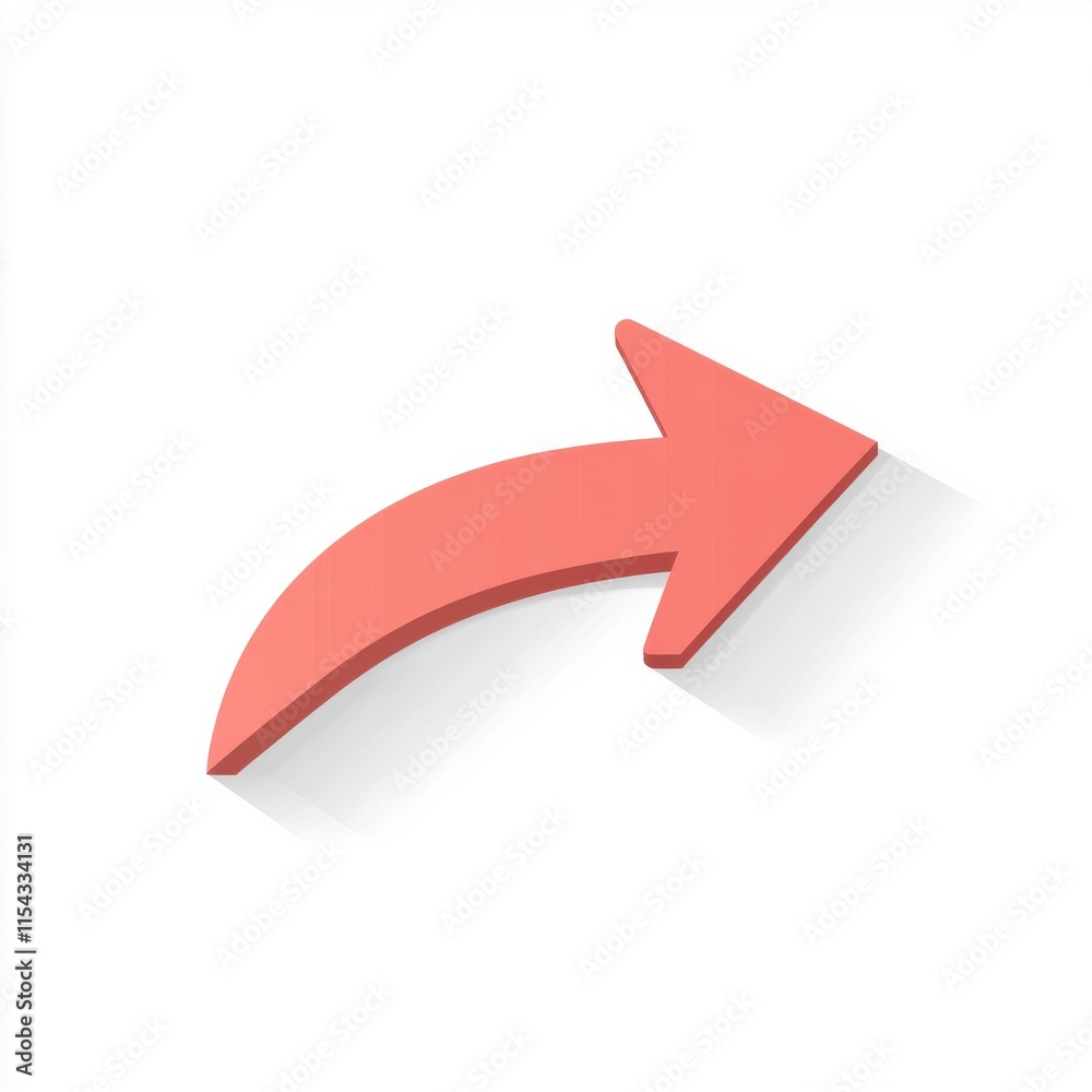 A stylish coral 3D arrow pointing right, symbolizing direction and progression. A stylish coral 3D arrow pointing right, symbolizing direction and progression.