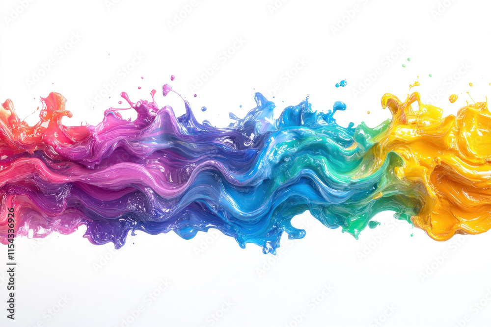 Rainbow-colored paint swirls on white background. Rainbow-colored paint swirls on white background.
