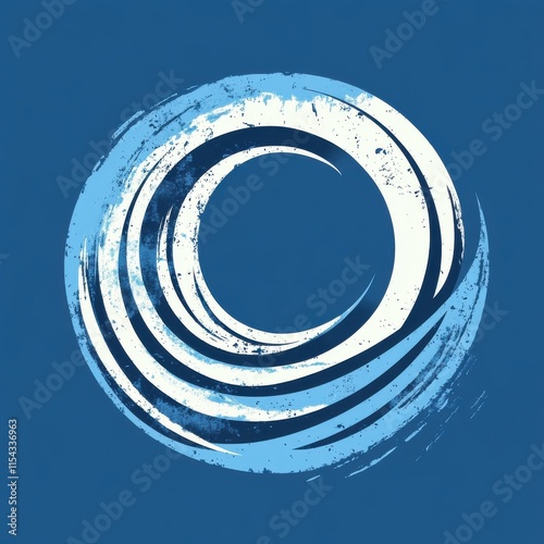 Stylized blue wave logo design featuring dynamic brush strokes. photo