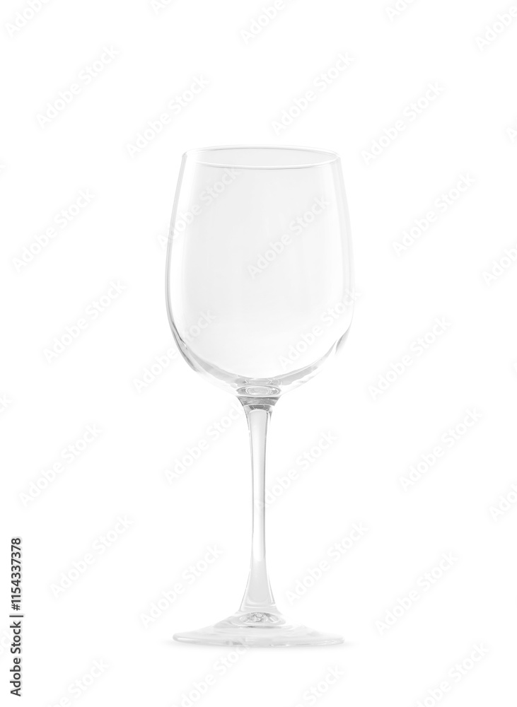 One empty wine glass isolated on white One empty wine glass isolated on white