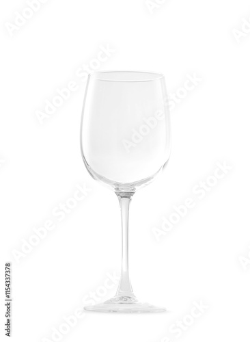 One empty wine glass isolated on white