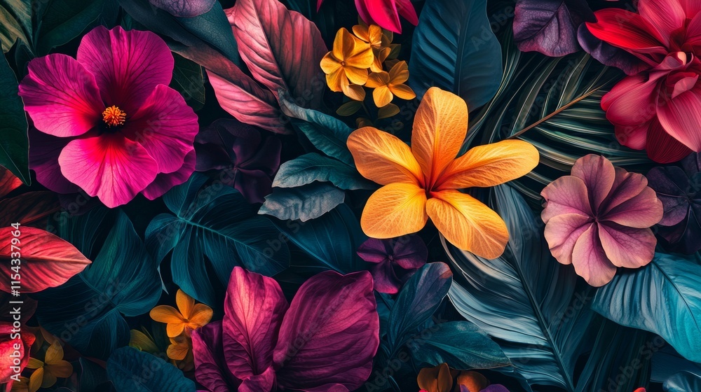 Fototapeta premium Tropical flowers with vibrant colors