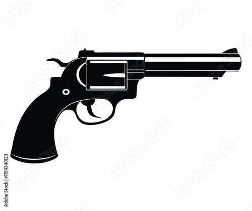 Classic Revolver Silhouette, Black Pistol