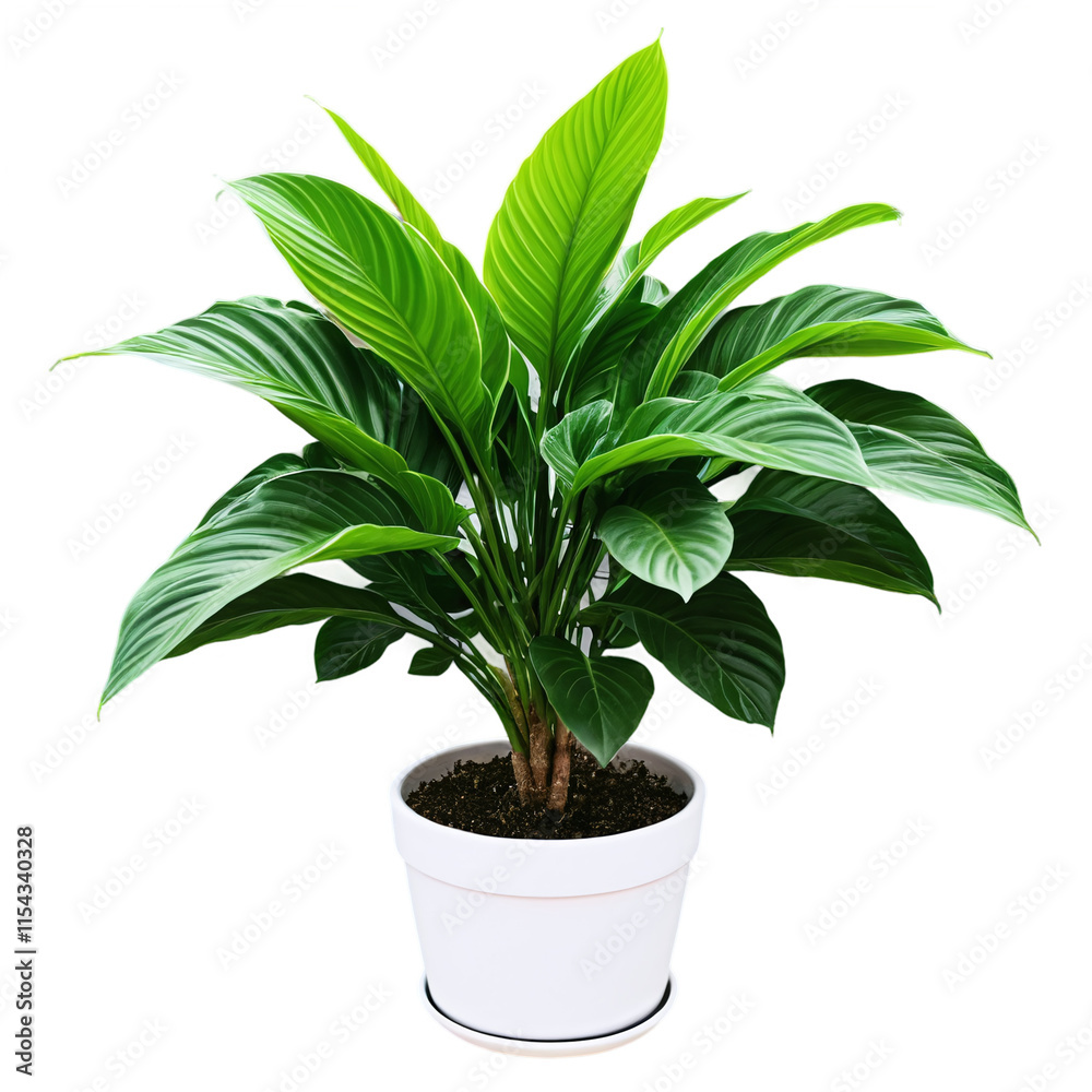 Potted indoor plant with lush green leaves isolated on transparent background Potted indoor plant with lush green leaves isolated on transparent background