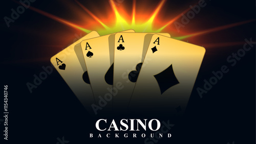 Realistic casino background design vector with casino poker cards