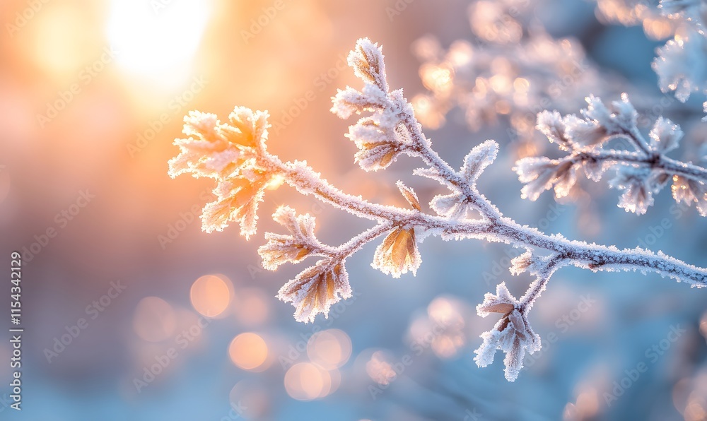 Twigs Covered in Hoarfrost Shimmering Under the Sun's Warm Glow Twigs Covered in Hoarfrost Shimmering Under the Sun's Warm Glow