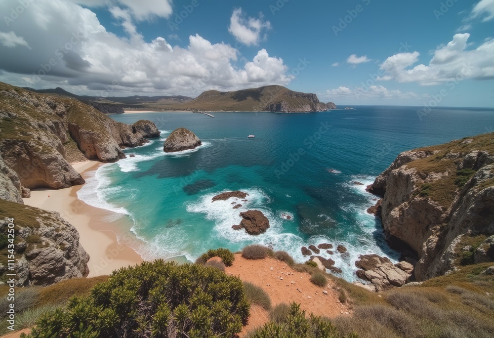 Secluded beach with cliffs and turquoise waters. Secluded beach with cliffs and turquoise waters.