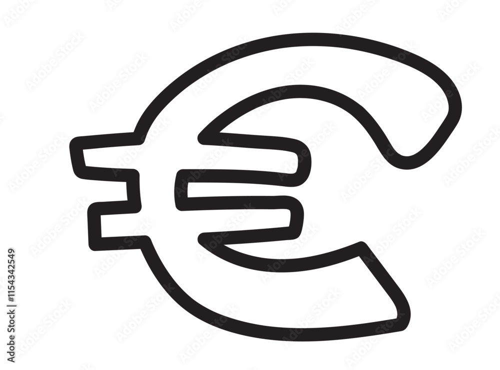 Hand drawn euro icon, European currency sign, coin symbol, euro drawing, price vector illustration Hand drawn euro icon, European currency sign, coin symbol, euro drawing, price vector illustration