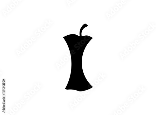 Dried Apple Core Icon, Organic Biodegradable Garbage Symbol, Fruits Compote Ingredient