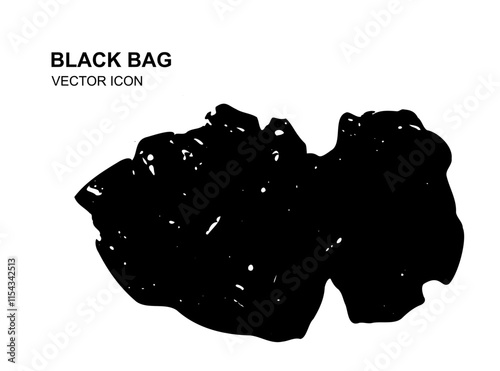 Garbage Bag Icon, Trash Package, Plastic Bin Bags, Black Polyethylene Waste Container