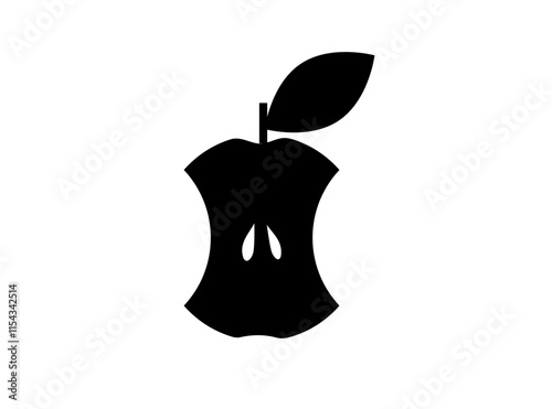 Dried Apple Core Icon, Organic Biodegradable Garbage Symbol, Fruits Compote Ingredient