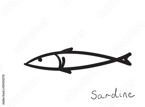 Obraz na płótnie Hand drawn pilchard, doodle sardine fishes, sketched fish pictogram, sardines icon, sketchy sea animals w salonie