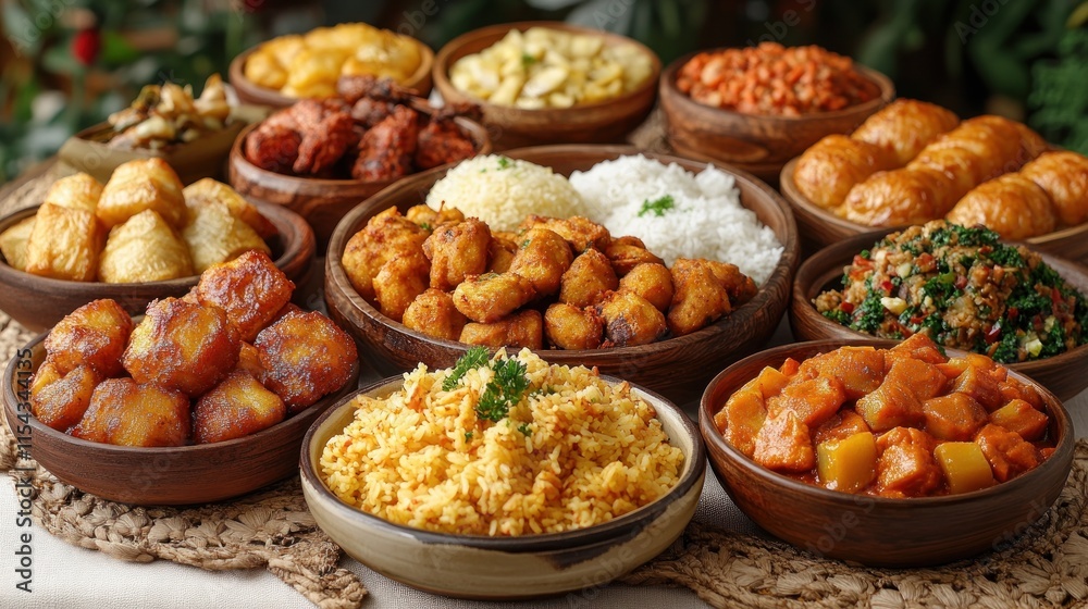 Obraz premium Assorted assorted dishes in bowls, various cuisines.