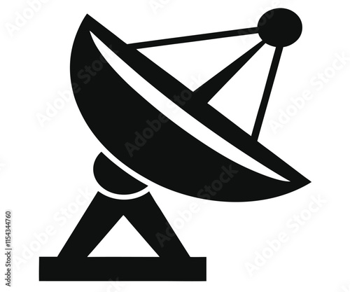 Satellite Dish Silhouette, Black, EPS Vector