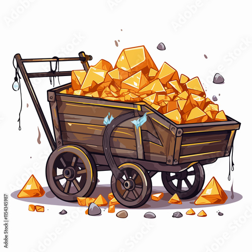 Mining Cart with Diamond and Drill Tool Vector Illustration for Mining Industry photo