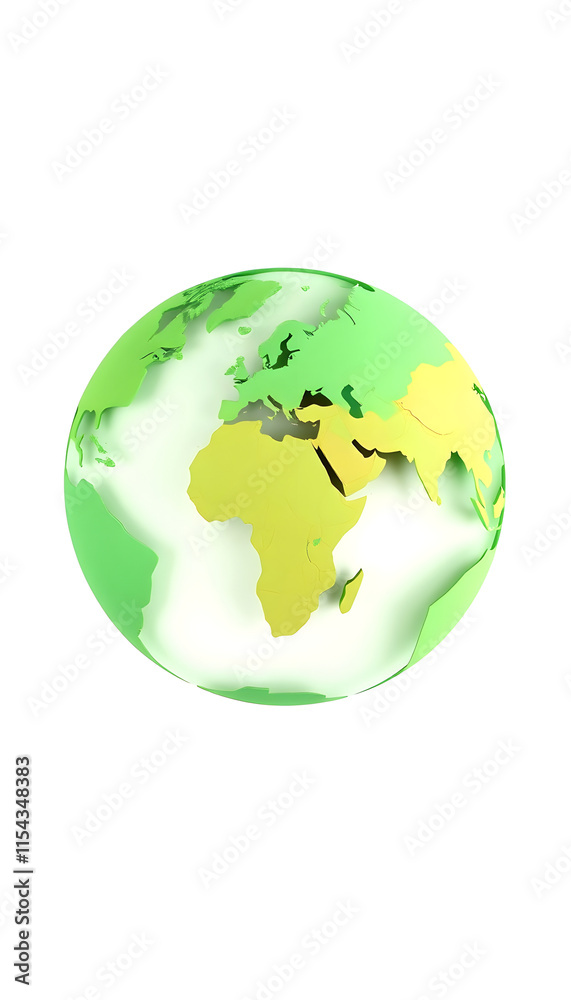 Abstract green and yellow globe isolated on white. Minimalist representation of Earth Abstract green and yellow globe isolated on white. Minimalist representation of Earth
