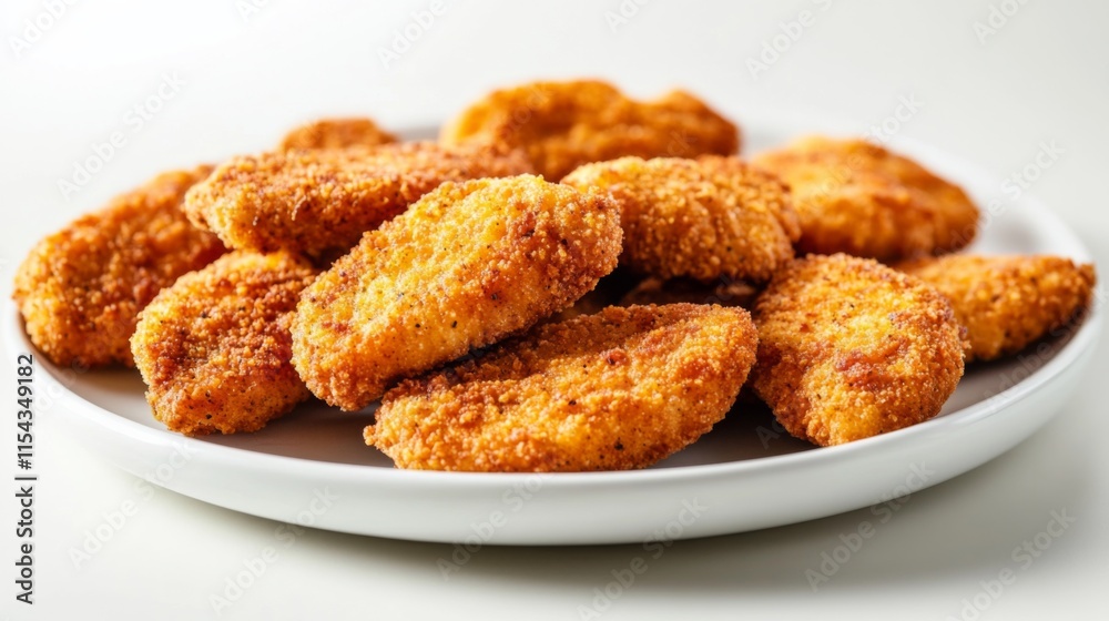 Crispy Chicken Nuggets on a White Plate Crispy Chicken Nuggets on a White Plate