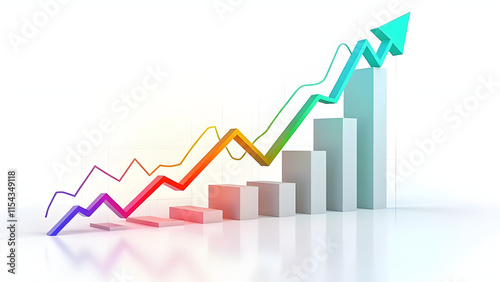 abstract financial chart economic growth colorful lines 3d rendering