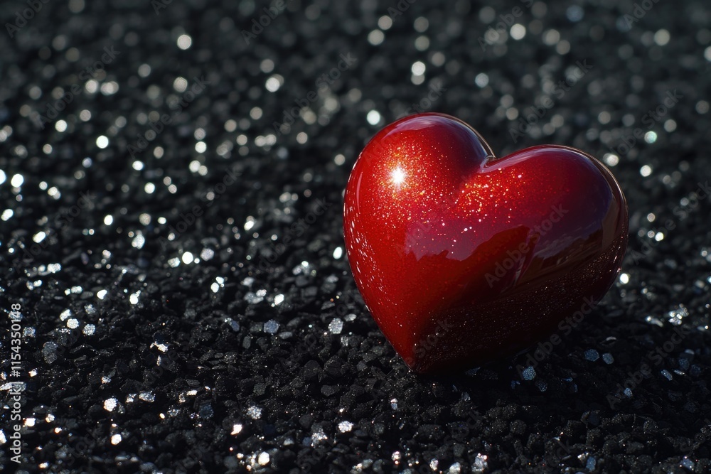Obraz premium Red Heart on Black Background