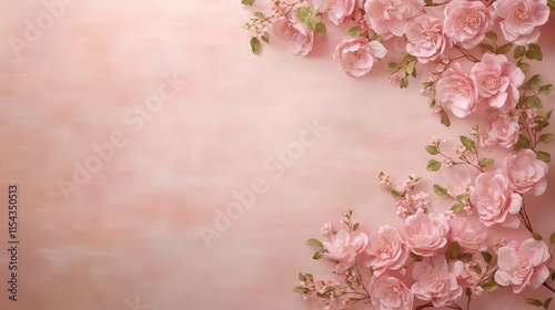 Wallpaper Mural Pink floral backdrop, romantic design Torontodigital.ca