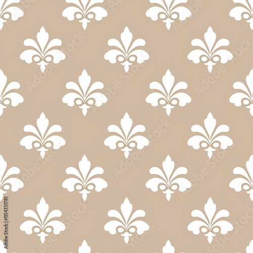 A continuous royal pattern with a fleur-de-lis design, symbolizing luxury and elegance.