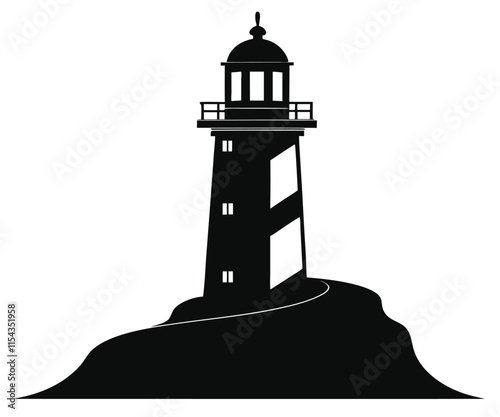 Black Silhouette Lighthouse Beacon Night Image