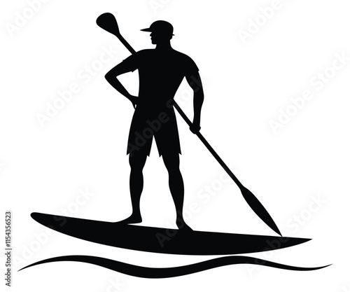 Silhouette Paddleboarder Ocean Water Sport