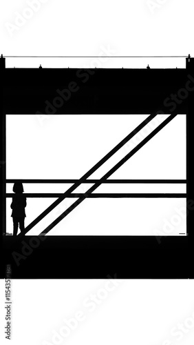 silhouette of a girl looking out on a bridge window
