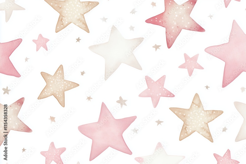 Seamless watercolor pattern of cute pink and beige stars on a white background ideal for children s room decor playful design elements Seamless watercolor pattern of cute pink and beige stars on a white background ideal for children s room decor playful design elements
