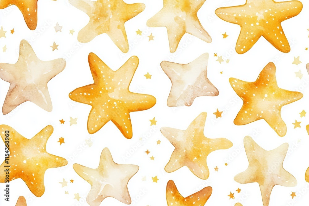 Seamless watercolor pattern of cute yellow and beige stars on a white background ideal for children s room decor playful design elements Seamless watercolor pattern of cute yellow and beige stars on a white background ideal for children s room decor playful design elements