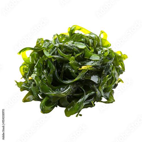 Fresh Japanese seaweed salad isolated on transparent background