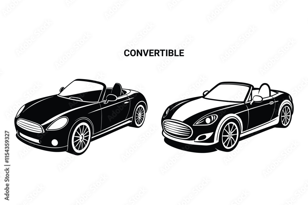 Obraz premium Customizable Convertible Silhouette Vector Illustration
