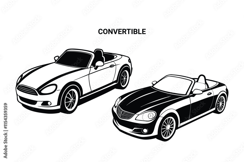 Obraz premium Customizable Convertible Silhouette Vector Illustration