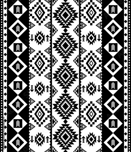 Ethnic seamless pattern in black and white. Tribal aztec style.
