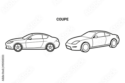 Customizable Coupe Car Outline Vector Illustration