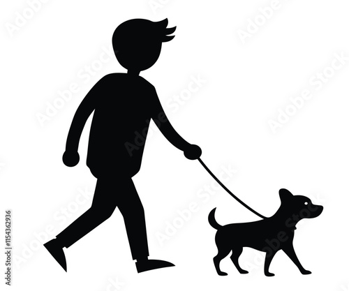 Silhouette Person Walking Dog at Night