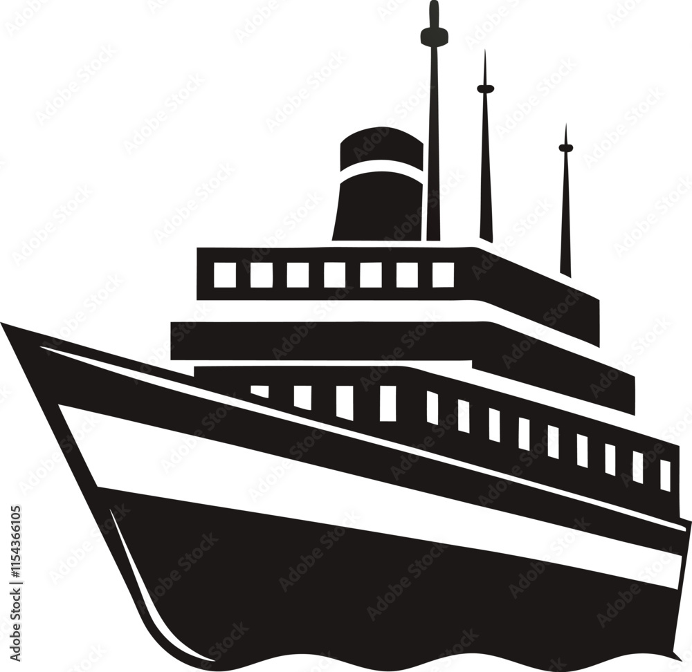 Obraz premium Ship silhouette vector art illustration 3