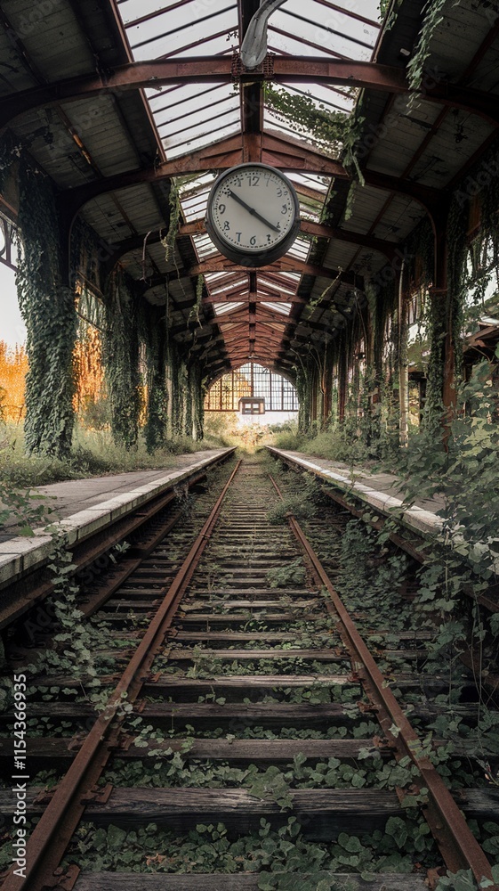 4K Abandoned Train Station Wallpaper - Overgrown Tracks and Platforms with Clock 4K Abandoned Train Station Wallpaper - Overgrown Tracks and Platforms with Clock