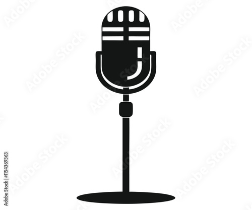 Simple Black Silhouette Microphone Icon EPS