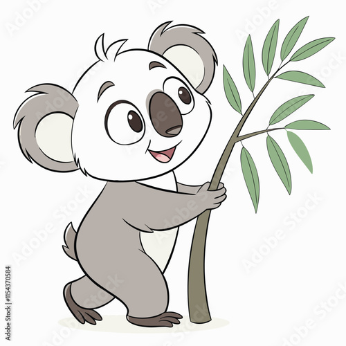 A Happy Koala with a Small Eucalyptus Branch: Nature's Delight Illustrator Artwork photo