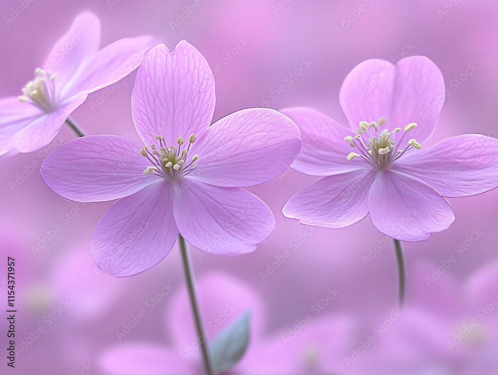 Fototapeta premium Delicate Pale Pink Flowers Bloom Softly