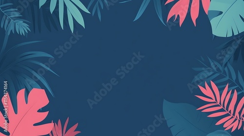 Wallpaper Mural Vibrant Tropical Leaf Illustration: Stylish Flat-Lay Digital Artwork for Summer Designs. AI Generated Torontodigital.ca