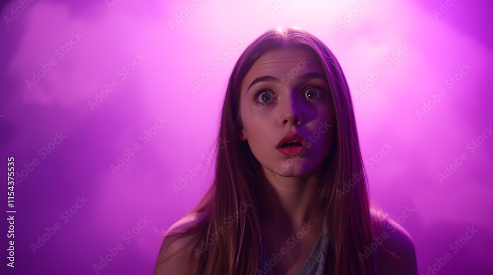 Teenager student girl isolated on purple background with surprise facial expression Teenager student girl isolated on purple background with surprise facial expression